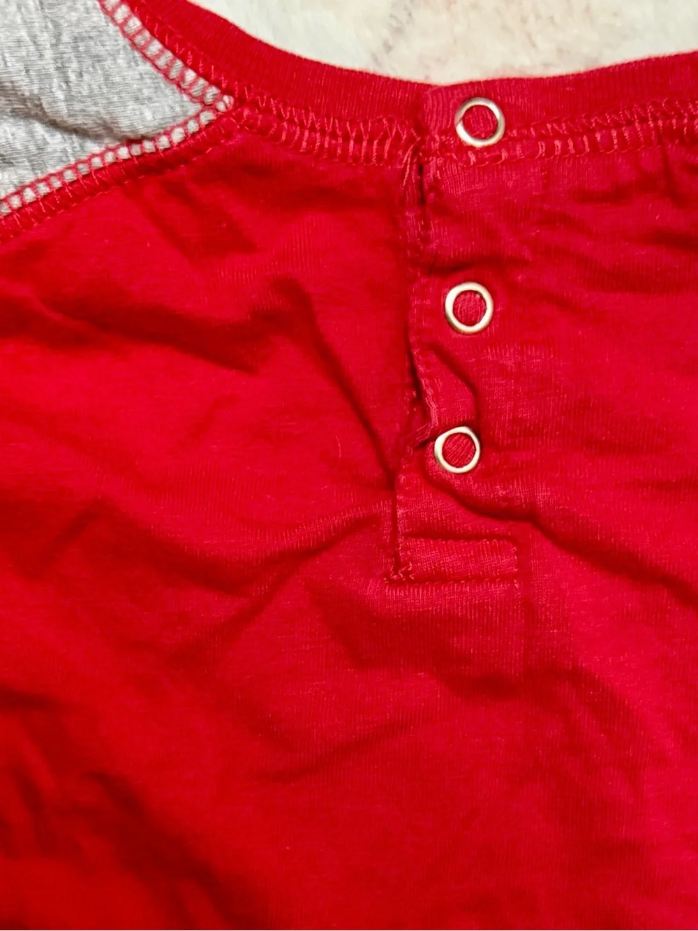 University of Nebraska Huskers Red & Gray 12 month Baby Romper with bottom snaps